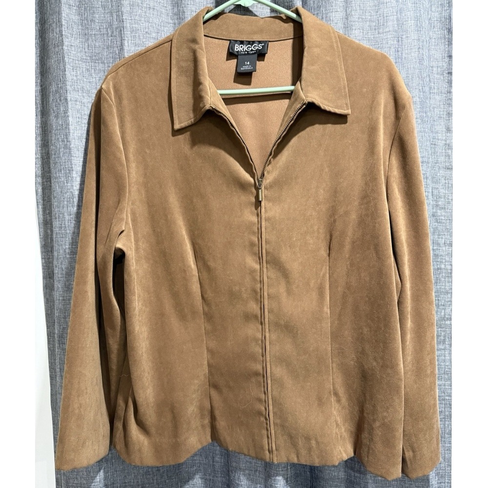 Briggs New York Womens Size 14 Full Zip Long Sleeve Blazer Vintage Shoulder Pads